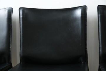 中古　美品　Cassina(カッシーナ)　412　CAB(キャブ)　MARIO BELLINI(マリオベリーニ)　シックでラグジュアリーな雰囲気を高めるアームレスチェア4脚　セット定価約120万円相当　(R-084667)