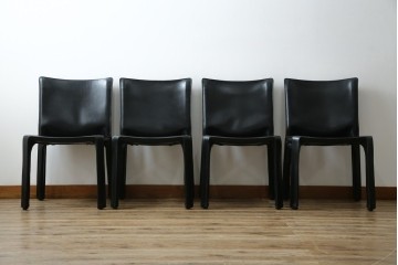 中古　美品　Cassina(カッシーナ)　412　CAB(キャブ)　MARIO BELLINI(マリオベリーニ)　シックでラグジュアリーな雰囲気を高めるアームレスチェア4脚　セット定価約120万円相当　(R-084667)