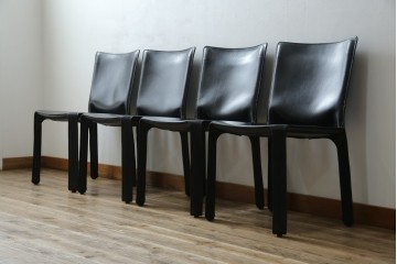 中古　美品　Cassina(カッシーナ)　412　CAB(キャブ)　MARIO BELLINI(マリオベリーニ)　シックでラグジュアリーな雰囲気を高めるアームレスチェア4脚　セット定価約120万円相当　(R-084667)