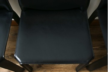 中古　美品　Cassina(カッシーナ)　412　CAB(キャブ)　MARIO BELLINI(マリオベリーニ)　シックでラグジュアリーな雰囲気を高めるアームレスチェア4脚　セット定価約120万円相当　(R-084667)