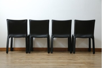 中古　美品　Cassina(カッシーナ)　412　CAB(キャブ)　MARIO BELLINI(マリオベリーニ)　シックでラグジュアリーな雰囲気を高めるアームレスチェア4脚　セット定価約120万円相当　(R-084667)