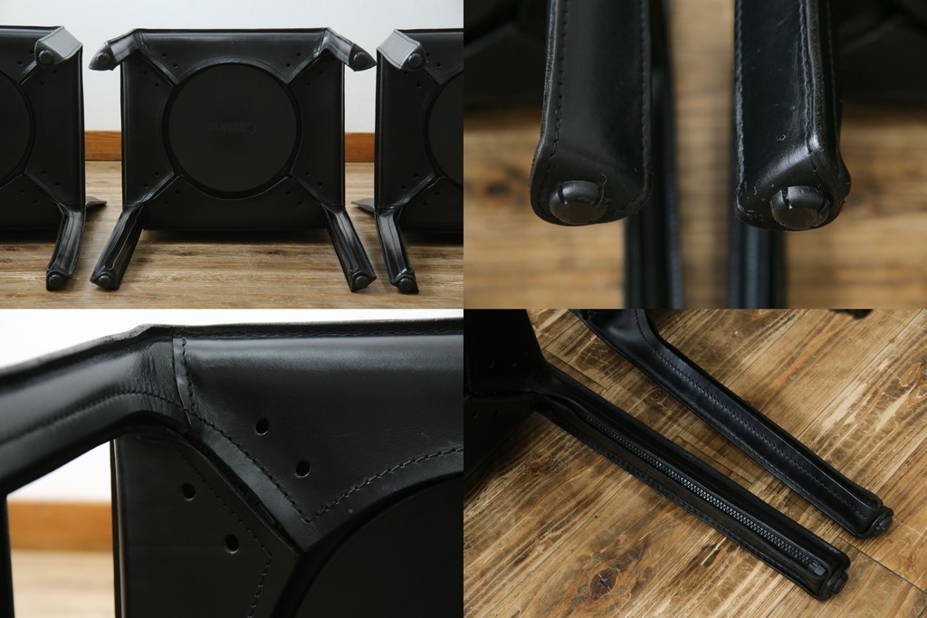 中古　美品　Cassina(カッシーナ)　412　CAB(キャブ)　MARIO BELLINI(マリオベリーニ)　シックでラグジュアリーな雰囲気を高めるアームレスチェア4脚　セット定価約120万円相当　(R-084667)