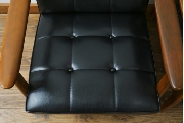 和製ヴィンテージ　オールドカリモク　カリモク家具(karimoku)　合皮製　Kチェア 1シーター 2脚セット(R-084668)