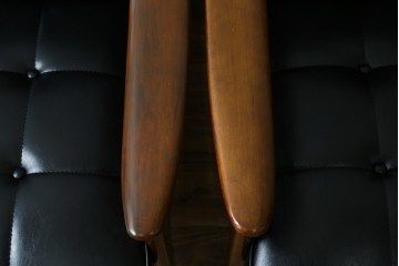 和製ヴィンテージ　オールドカリモク　カリモク家具(karimoku)　合皮製　Kチェア 1シーター 2脚セット(R-084668)