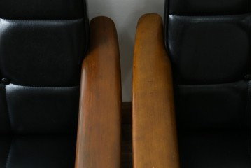 和製ヴィンテージ　オールドカリモク　カリモク家具(karimoku)　合皮製　Kチェア 1シーター 2脚セット(R-084668)