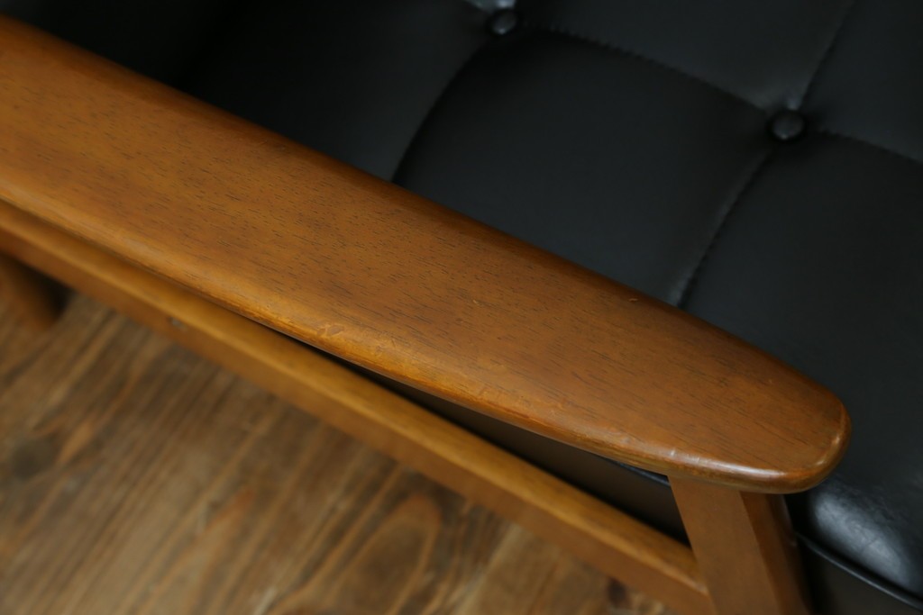 和製ヴィンテージ　オールドカリモク　カリモク家具(karimoku)　合皮製　Kチェア 1シーター 2脚セット(R-084668)