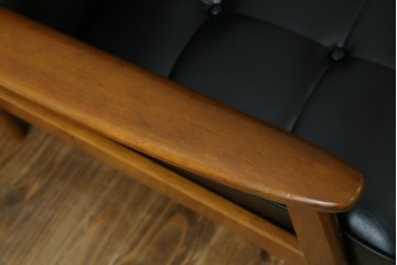 和製ヴィンテージ　オールドカリモク　カリモク家具(karimoku)　合皮製　Kチェア 1シーター 2脚セット(R-084668)