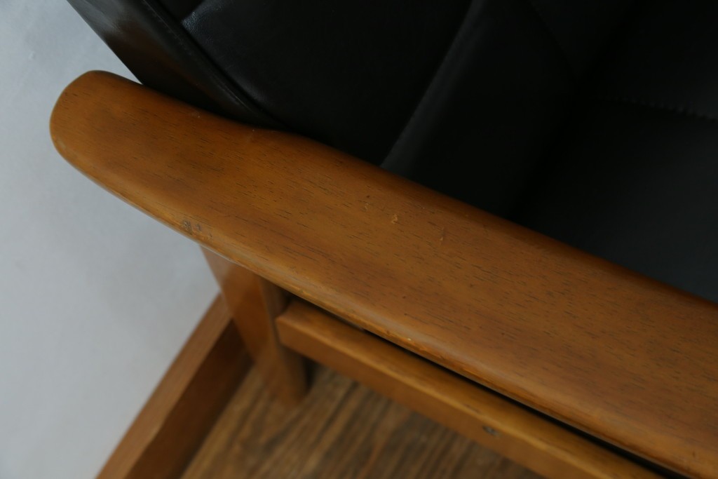 和製ヴィンテージ　オールドカリモク　カリモク家具(karimoku)　合皮製　Kチェア 1シーター 2脚セット(R-084668)