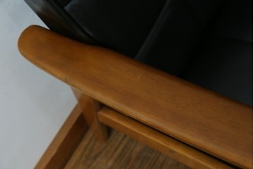 和製ヴィンテージ　オールドカリモク　カリモク家具(karimoku)　合皮製　Kチェア 1シーター 2脚セット(R-084668)