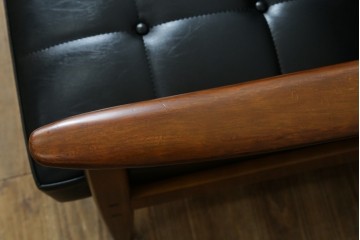 和製ヴィンテージ　オールドカリモク　カリモク家具(karimoku)　合皮製　Kチェア 1シーター 2脚セット(R-084668)