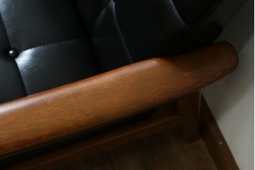 和製ヴィンテージ　オールドカリモク　カリモク家具(karimoku)　合皮製　Kチェア 1シーター 2脚セット(R-084668)