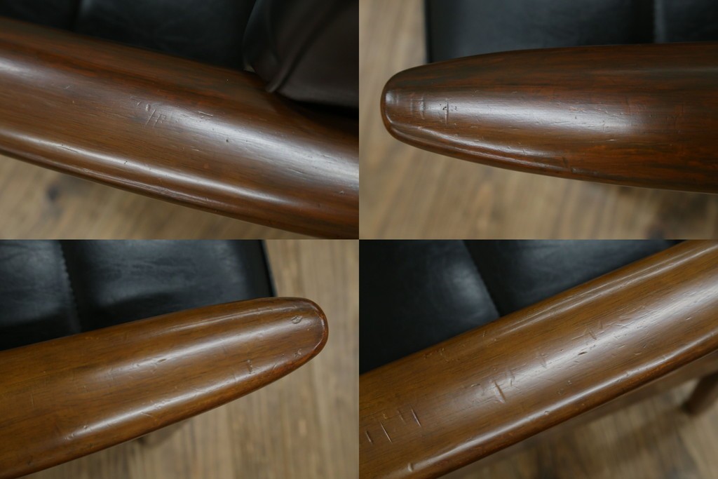 和製ヴィンテージ　オールドカリモク　カリモク家具(karimoku)　合皮製　Kチェア 1シーター 2脚セット(R-084668)