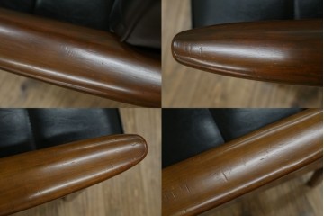 和製ヴィンテージ　オールドカリモク　カリモク家具(karimoku)　合皮製　Kチェア 1シーター 2脚セット(R-084668)