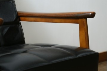 和製ヴィンテージ　オールドカリモク　カリモク家具(karimoku)　合皮製　Kチェア 1シーター 2脚セット(R-084668)