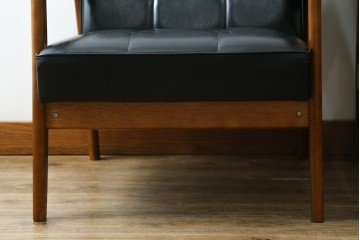 和製ヴィンテージ　オールドカリモク　カリモク家具(karimoku)　合皮製　Kチェア 1シーター 2脚セット(R-084668)