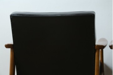 和製ヴィンテージ　オールドカリモク　カリモク家具(karimoku)　合皮製　Kチェア 1シーター 2脚セット(R-084668)