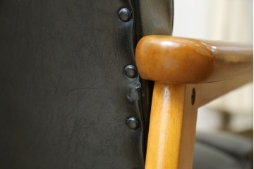 和製ヴィンテージ　オールドカリモク　カリモク家具(karimoku)　合皮製　Kチェア 1シーター 2脚セット(R-084668)