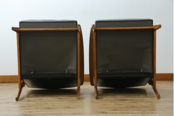 和製ヴィンテージ　オールドカリモク　カリモク家具(karimoku)　合皮製　Kチェア 1シーター 2脚セット(R-084668)