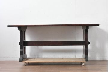 中古　美品　松本民芸家具　C型食卓　クラシックで上品な佇まいが魅力のダイニングテーブル　定価約46万円相当　(R-084670)