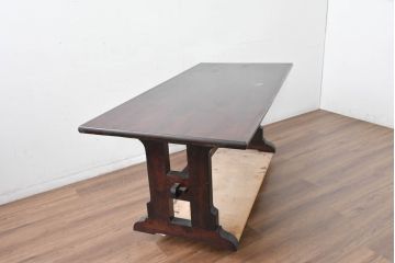 中古　美品　松本民芸家具　C型食卓　クラシックで上品な佇まいが魅力のダイニングテーブル　定価約46万円相当　(R-084670)