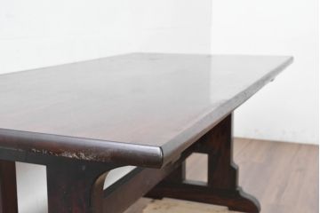 中古　美品　松本民芸家具　C型食卓　クラシックで上品な佇まいが魅力のダイニングテーブル　定価約46万円相当　(R-084670)