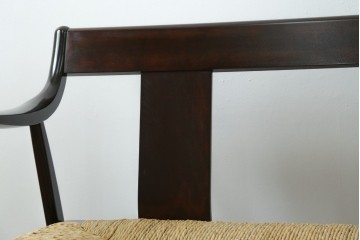 中古　松本民芸家具　#77型　ラッシ座(ガマ座)　和モダンな雰囲気を醸し出す3人掛け曲肘イス　定価約45万円　(R-084672)