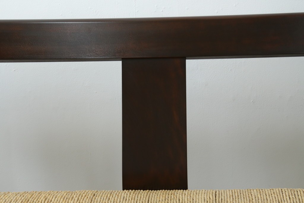 中古　松本民芸家具　#77型　ラッシ座(ガマ座)　和モダンな雰囲気を醸し出す3人掛け曲肘イス　定価約45万円　(R-084672)