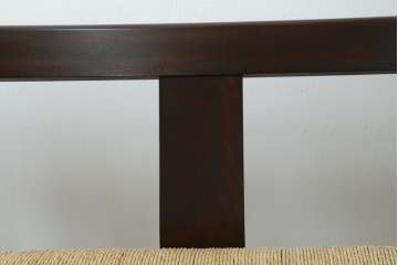 中古　松本民芸家具　#77型　ラッシ座(ガマ座)　和モダンな雰囲気を醸し出す3人掛け曲肘イス　定価約45万円　(R-084672)