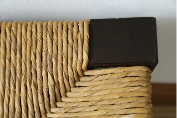 中古　美品　松本民芸家具　ラッシ座面(い草)　和モダンな空間づくりにおすすめの#222鞍型スツール　(R-084674)