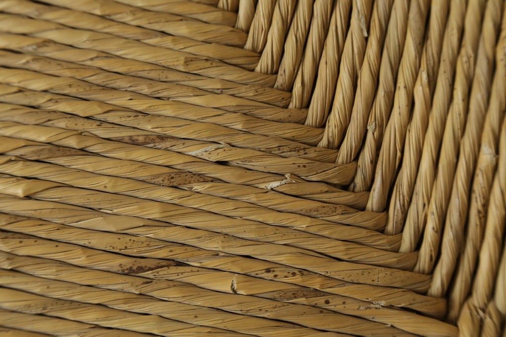 中古　美品　松本民芸家具　ラッシ座面(い草)　和モダンな空間づくりにおすすめの#222鞍型スツール　(R-084674)