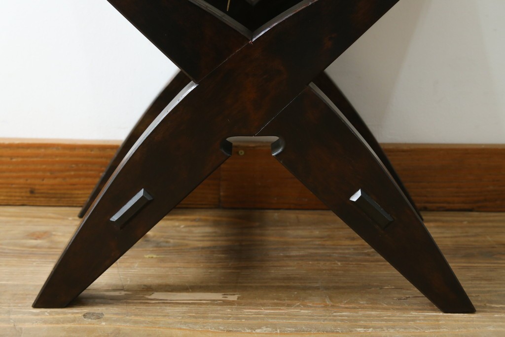 中古　美品　松本民芸家具　ラッシ座面(い草)　和モダンな空間づくりにおすすめの#222鞍型スツール　(R-084674)