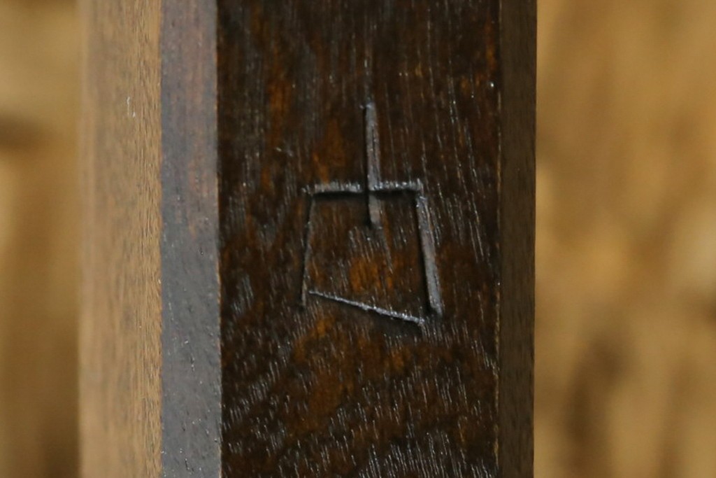 中古　美品　松本民芸家具　ラッシ座面(い草)　和モダンな空間づくりにおすすめの#222鞍型スツール　(R-084674)