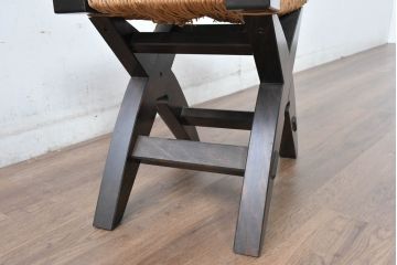 中古　美品　松本民芸家具　ラッシ座面(い草)　和モダンな空間づくりにおすすめの#222鞍型スツール(椅子、チェア、イス)(R-084674)
