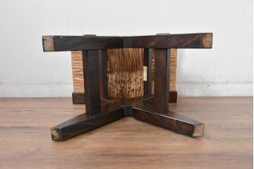 中古　美品　松本民芸家具　ラッシ座面(い草)　和モダンな空間づくりにおすすめの#222鞍型スツール(椅子、チェア、イス)(R-084674)