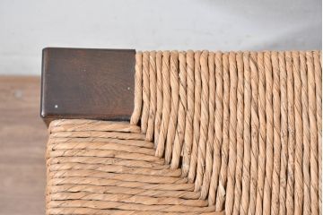 中古　美品　松本民芸家具　ラッシ座面(い草)　和モダンな空間づくりにおすすめの#222鞍型スツール(椅子、チェア、イス)(R-084675)