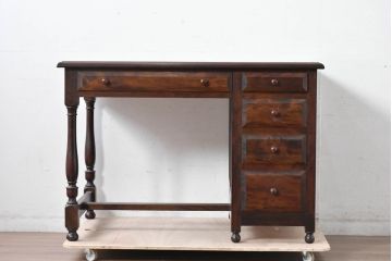 中古　美品!!　松本民芸家具　T型片袖机　美しい木目とクラシカルな佇まいが魅力的なデスク　定価約42万円相当　(R-084676)