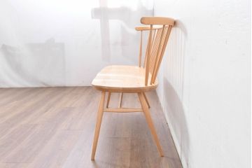 イギリス　希少なビンテージ品　ERCOL(アーコール)　MARGARET HOWELL(マーガレット・ハウエル)　エルム材・ビーチ材　北欧・ナチュラルインテリアにおすすめ!木のぬくもりと優しいフォルムが魅力のラブシート(R-084677)