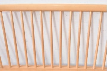イギリス　希少なビンテージ品　ERCOL(アーコール)　MARGARET HOWELL(マーガレット・ハウエル)　エルム材・ビーチ材　北欧・ナチュラルインテリアにおすすめ!木のぬくもりと優しいフォルムが魅力のラブシート(R-084677)