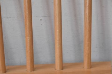 イギリス　希少なビンテージ品　ERCOL(アーコール)　MARGARET HOWELL(マーガレット・ハウエル)　エルム材・ビーチ材　北欧・ナチュラルインテリアにおすすめ!木のぬくもりと優しいフォルムが魅力のラブシート(R-084677)