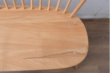 イギリス　希少なビンテージ品　ERCOL(アーコール)　MARGARET HOWELL(マーガレット・ハウエル)　エルム材・ビーチ材　北欧・ナチュラルインテリアにおすすめ!木のぬくもりと優しいフォルムが魅力のラブシート(R-084677)