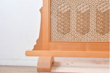 和製ビンテージ　希少‼　工芸品　名工 大橋利一作　職人技が光る!上質な和の空間を演出する組子入り衝立て(衝い立て、つい立て、パーテーション、間仕切り、ヴィンテージ)(R-084678)