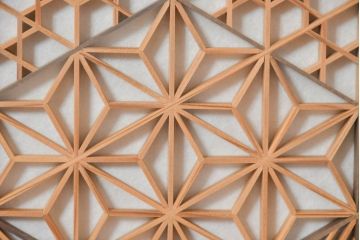 和製ビンテージ　希少‼　工芸品　名工 大橋利一作　職人技が光る!上質な和の空間を演出する組子入り衝立て(衝い立て、つい立て、パーテーション、間仕切り、ヴィンテージ)(R-084678)