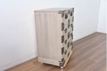 中古　会津松本(會津松本)　東西館　牡丹金具が上品な会津桐箪笥(桐たんす、小箪笥、和タンス、衣装箪笥、収納箪笥)(定価約49万円)(R-084682)