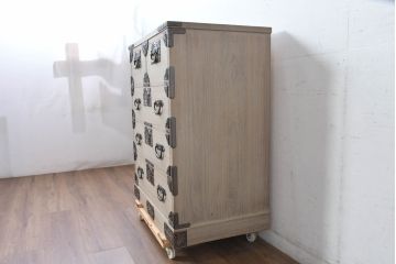 中古　会津松本(會津松本)　東西館　牡丹金具が上品な会津桐箪笥(桐たんす、小箪笥、和タンス、衣装箪笥、収納箪笥)(定価約49万円)(R-084682)