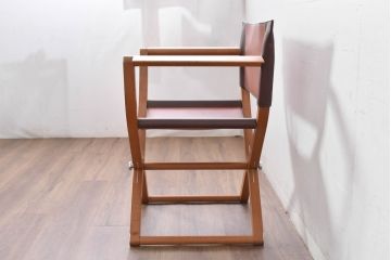 中古　フランス　HERMES(エルメス)　PIPPAシリーズ　本革　木の温もりでレザーのしなやかさを楽しむフォールディングチェア(folding armchair、折りたたみ式チェア、折り畳み、アームチェア、椅子、イス)(現行定価約350万円)(R-084688)