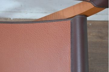 中古　フランス　HERMES(エルメス)　PIPPAシリーズ　本革　木の温もりでレザーのしなやかさを楽しむフォールディングチェア(folding armchair、折りたたみ式チェア、折り畳み、アームチェア、椅子、イス)(現行定価約350万円)(R-084688)