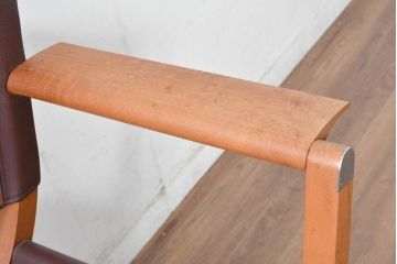 中古　フランス　HERMES(エルメス)　PIPPAシリーズ　本革　木の温もりでレザーのしなやかさを楽しむフォールディングチェア(folding armchair、折りたたみ式チェア、折り畳み、アームチェア、椅子、イス)(現行定価約350万円)(R-084688)