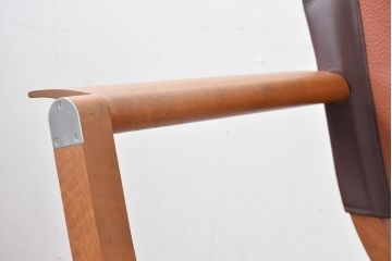 中古　フランス　HERMES(エルメス)　PIPPAシリーズ　本革　木の温もりでレザーのしなやかさを楽しむフォールディングチェア(folding armchair、折りたたみ式チェア、折り畳み、アームチェア、椅子、イス)(現行定価約350万円)(R-084688)