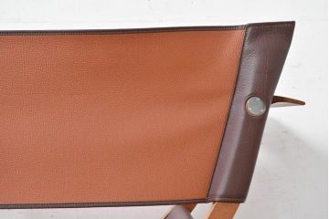中古　フランス　HERMES(エルメス)　PIPPAシリーズ　本革　木の温もりでレザーのしなやかさを楽しむフォールディングチェア(folding armchair、折りたたみ式チェア、折り畳み、アームチェア、椅子、イス)(現行定価約350万円)(R-084688)