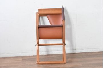 中古　フランス　HERMES(エルメス)　PIPPAシリーズ　本革　木の温もりでレザーのしなやかさを楽しむフォールディングチェア(folding armchair、折りたたみ式チェア、折り畳み、アームチェア、椅子、イス)(現行定価約350万円)(R-084688)